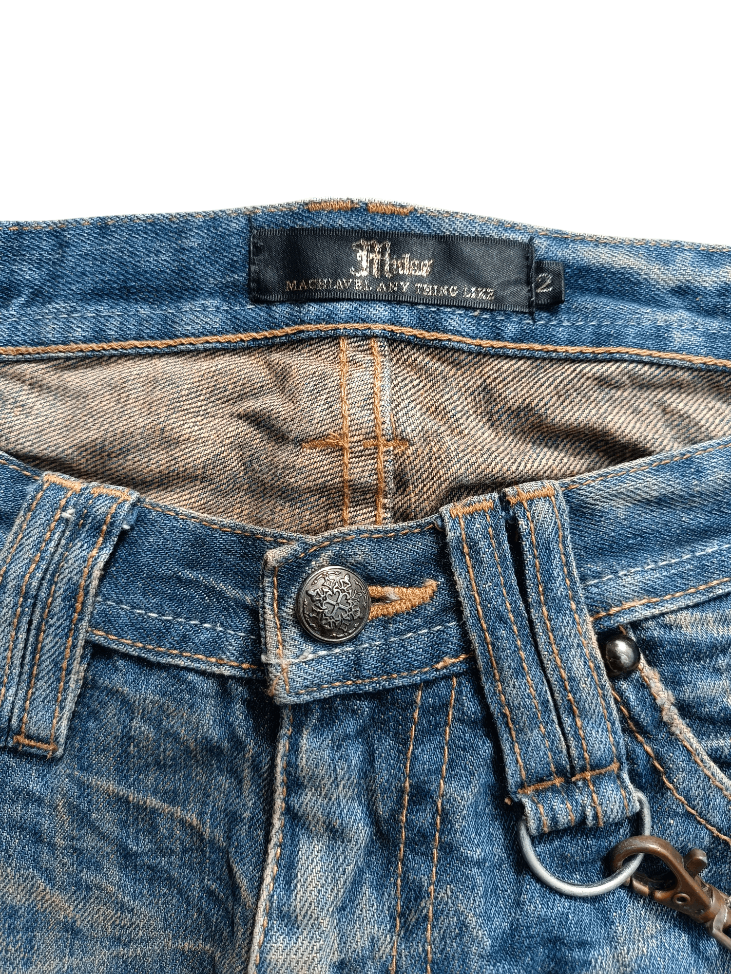 Japanese Brand FLARED Midas Japanese Machiavel Distressed Whiskers Jeans Size US 32 / EU 48 - 15 Thumbnail