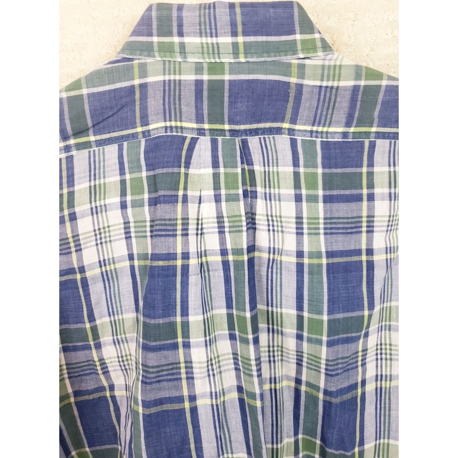 Vintage L.L. Bean Button-Up Shirt XL Blue Plaid Cotton Short Sleeve Traditional Fit Mens Size US XL / EU 56 / 4 - 7 Thumbnail