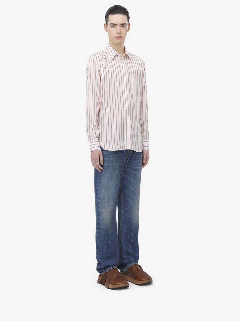 Alexander McQueen o1srvl11e0226 Striped Harness Shirt In Ivory/Red Size US M / EU 48-50 / 2 - 4 Thumbnail