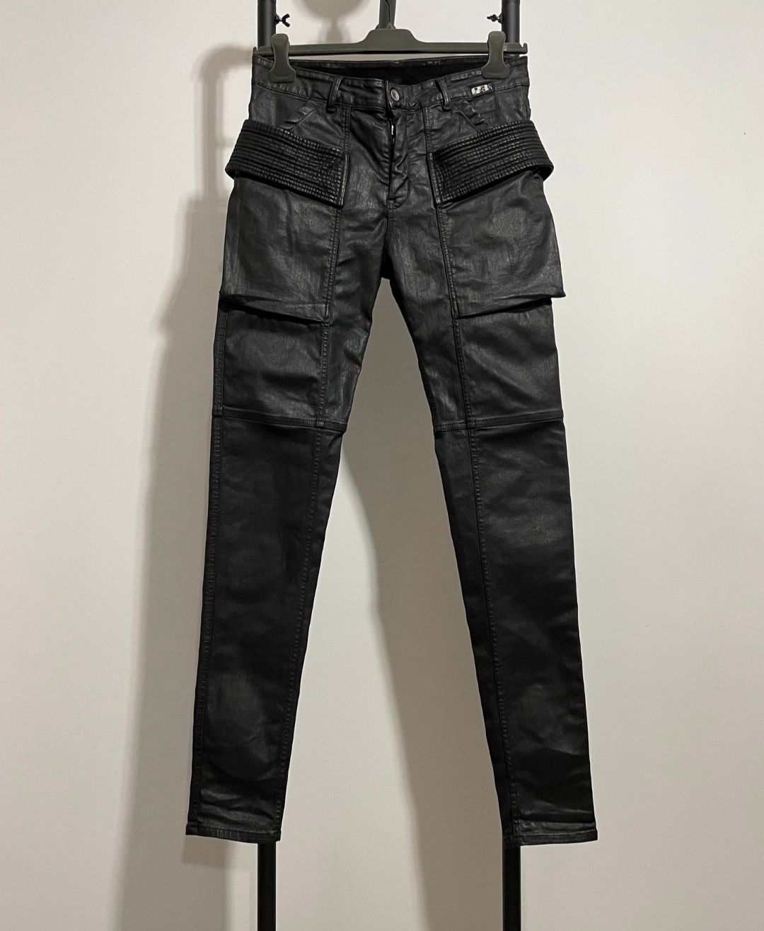Pre-owned Rick Owens Wax-faced Double-loop Trousers In Black