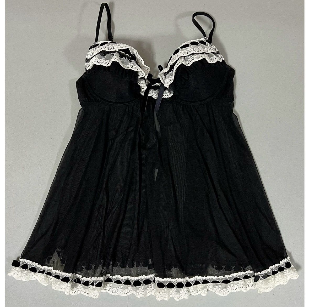 Vintage Black Ruffle Sheer Nightie Lingerie Nightgown Dress Size S 🖤 Size S / US 4 / IT 40 - 2 Thumbnail