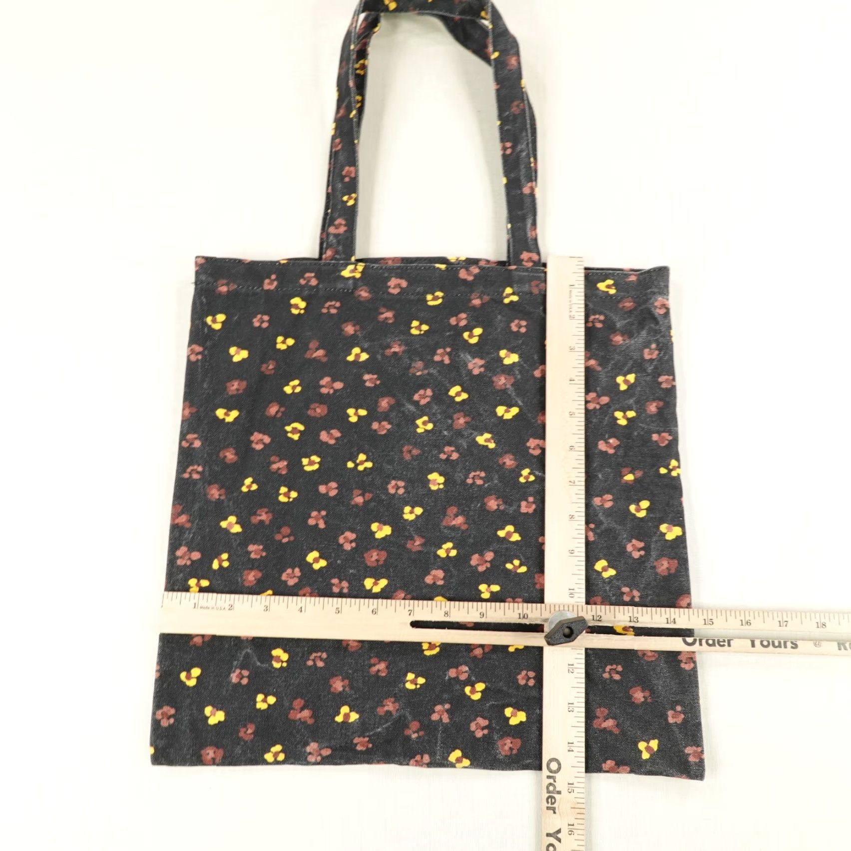Madewell VINTAGE Madewell Floral Canvas Tote Bag Large Black Lightweight Bohemian Travel Women's Size ONE SIZE - 5 Thumbnail