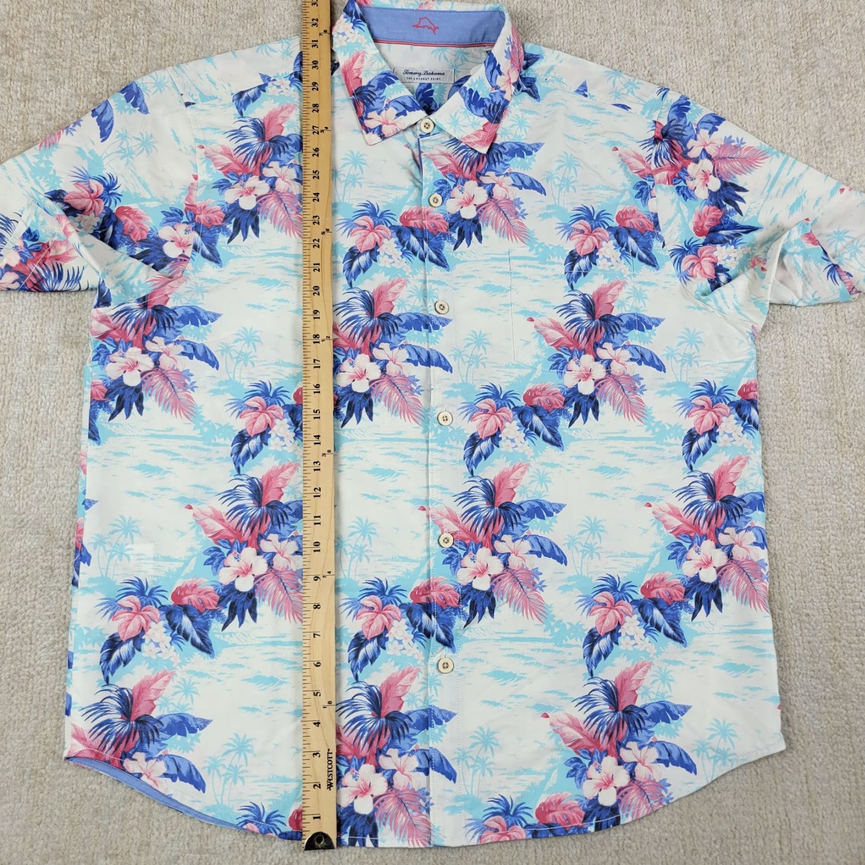 Tommy Bahama VINTAGE Tommy Bahama Shirt Mens XL Blue Pink Floral Tropical Hubiscus Fern Islandzone Size US XL / EU 56 / 4 - 5 Thumbnail