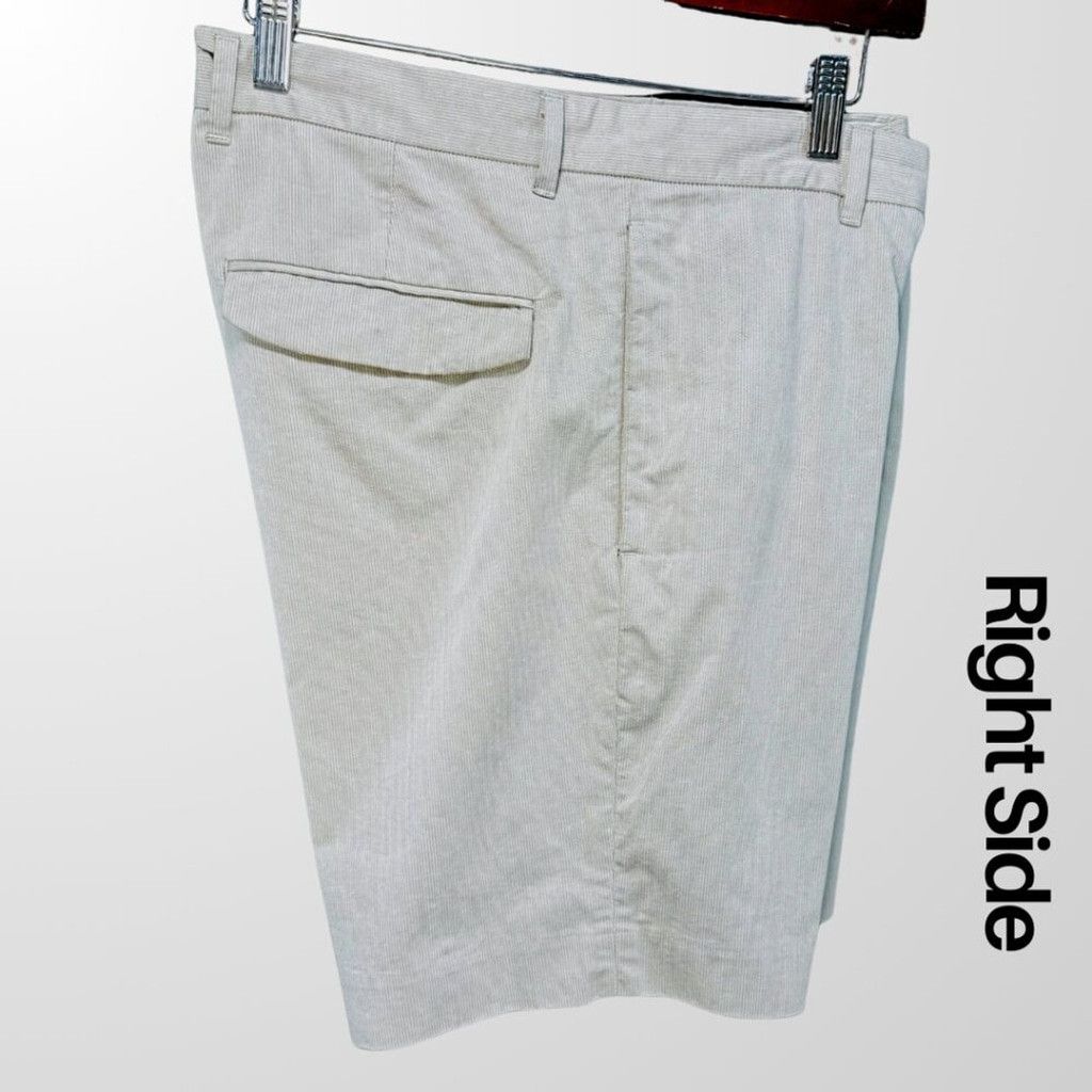 Theory Theory Men's Pinstripe Flat Front Shorts in Beige - 33 Size US 33 - 2 Thumbnail