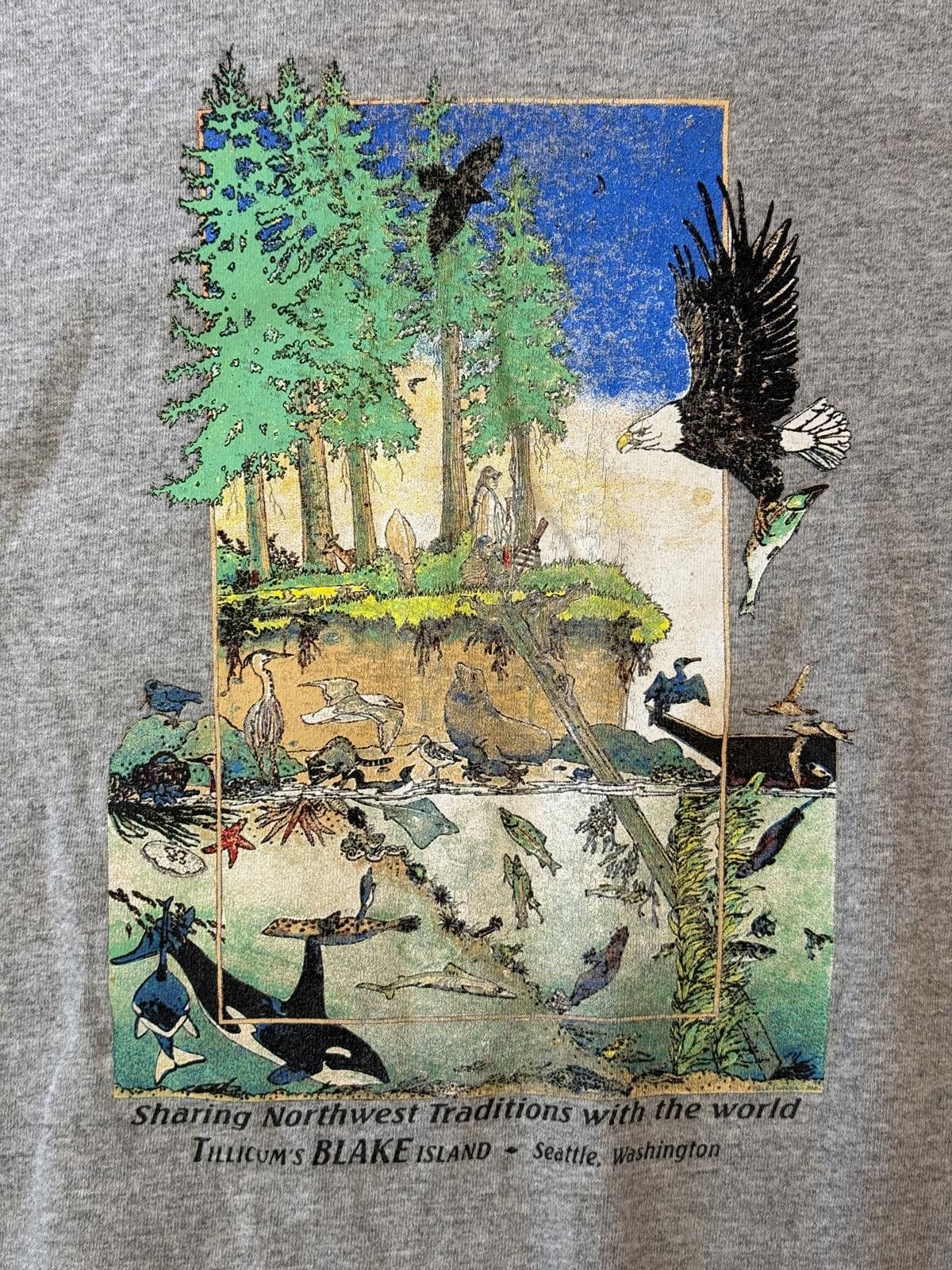 Gildan VTG Tillicum's Blake Island Seattle Washington Long Sleeve L Size US L / EU 52-54 / 3 - 3 Thumbnail