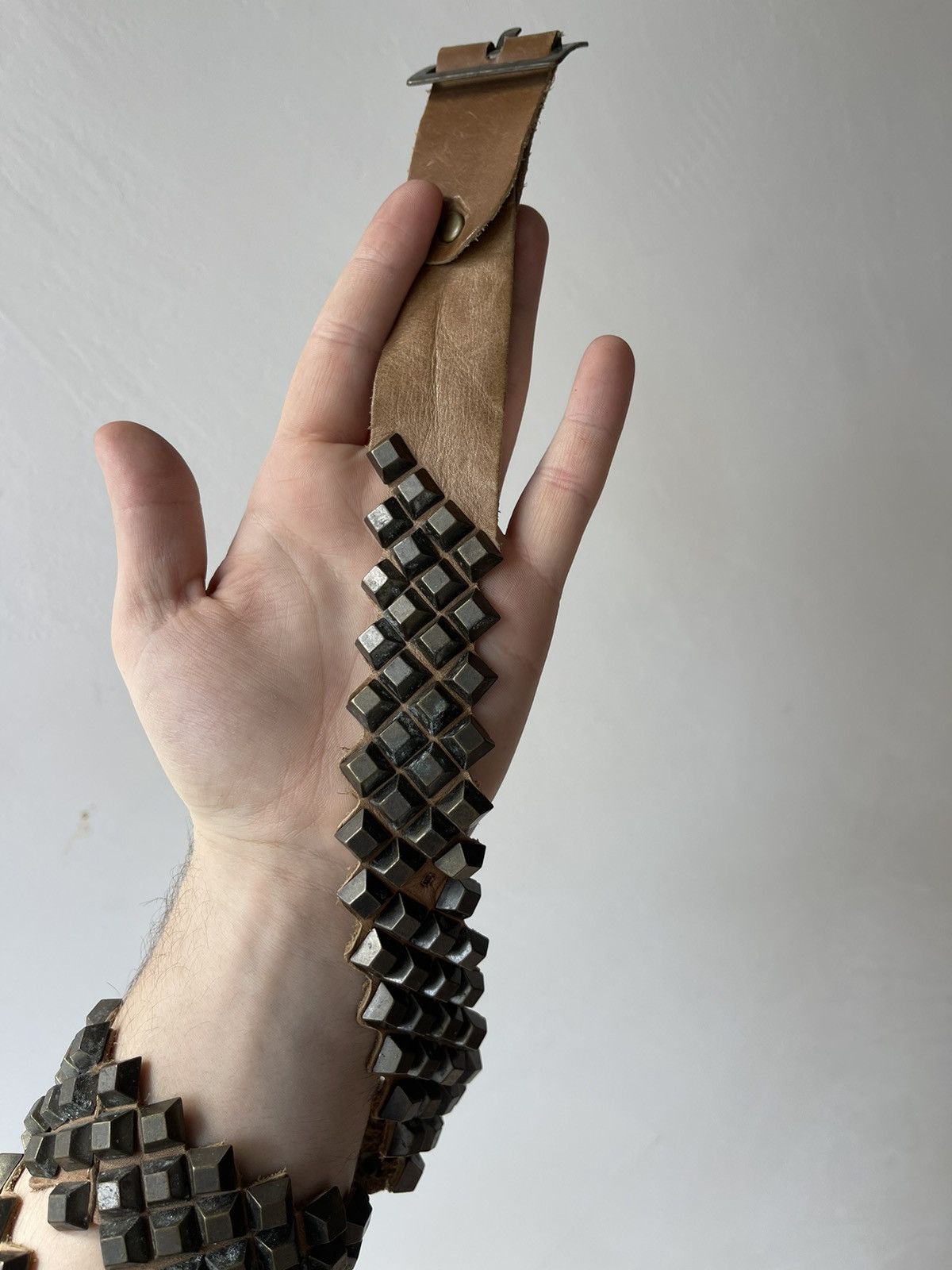 Marithe + Francois Girbaud Marithe Francois Girbaud Pyramid Stud Leather Belt Brown Size ONE SIZE - 5 Thumbnail