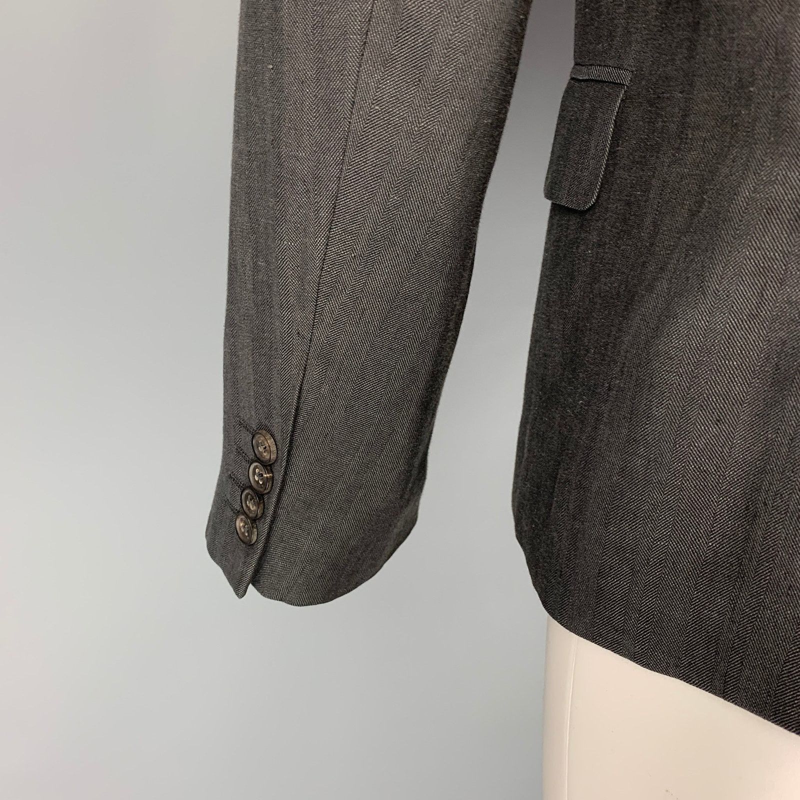 Calvin Klein Size 38 Charcoal Wool Linen Sport Coat Size 38R - 4 Thumbnail