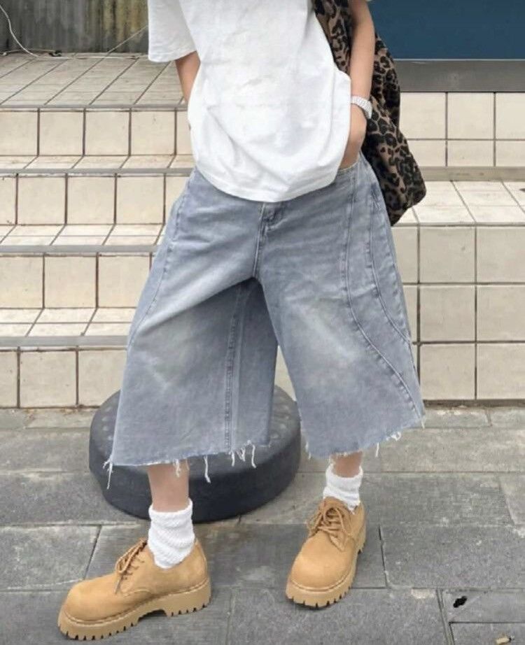 Jean Denim jeans jorts Y2K Drip shorts Size US 35 - 5 Thumbnail