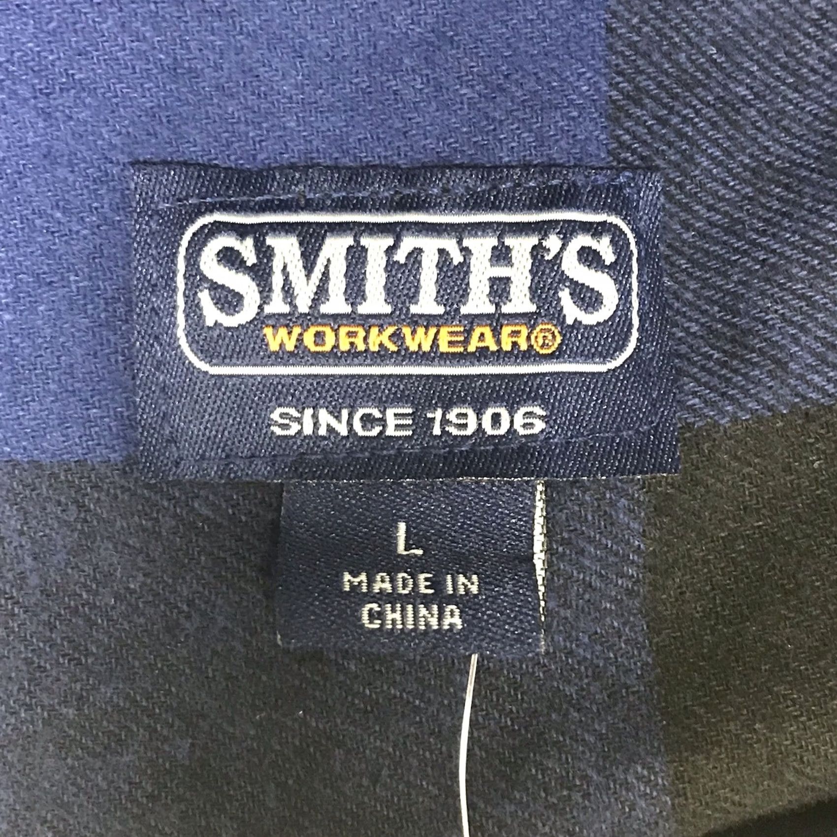 Vintage Smith’s Workwear Men Blue/Black Easy Fit Flannel Shirt L Long Sleeve Button-Up Plaid (Cotton Blend) Size US L / EU 52-54 / 3 - 2 Thumbnail