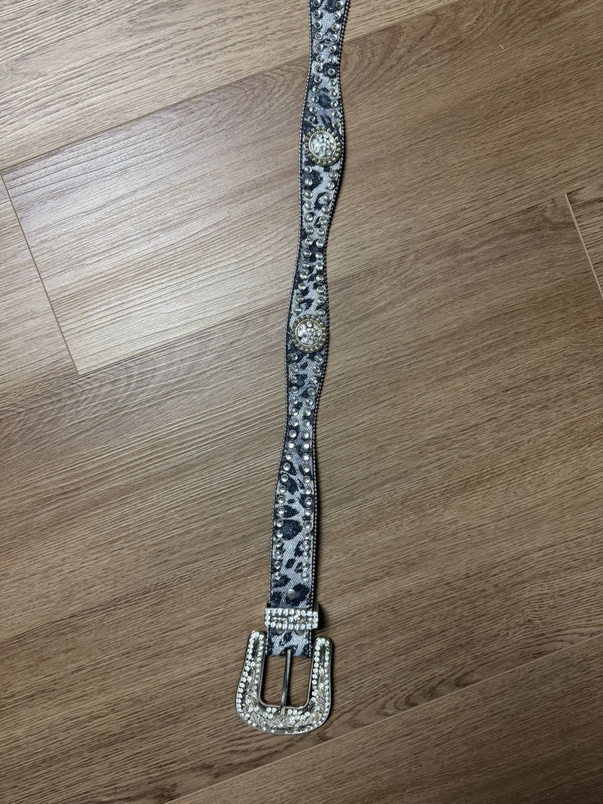 Other Blazin Roxx Grey Leopard Print Belt Conchos And Rhinestones Size ONE SIZE - 3 Thumbnail