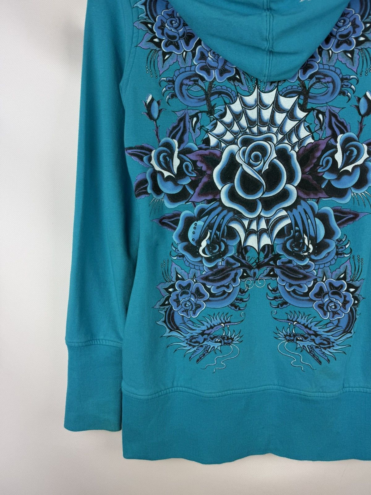 Ed Hardy Ed Hardy By Christian Audigier Y2K Tattoo Overprinted Hoodie Size S / US 4 / IT 40 - 23 Thumbnail
