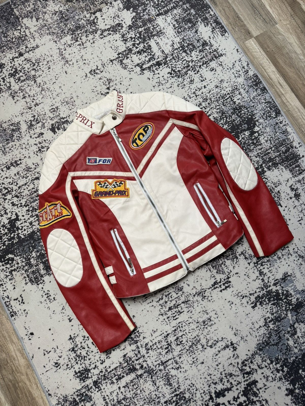 Vintage Vintage leather Racing Jacket Fortunate red white Womens S Size US S / EU 44-46 / 1 - 2 Thumbnail