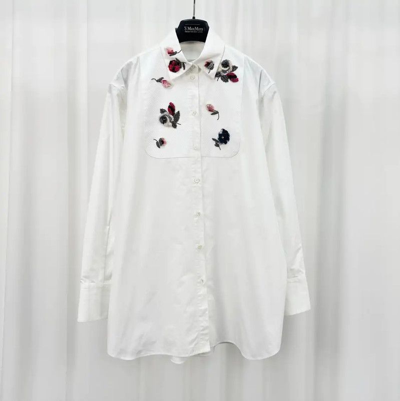 Valentino Valentino White Embroidered Long Sleeve Shirt 0089 Size XL / US 12-14 / IT 48-50 - 1 Thumbnail