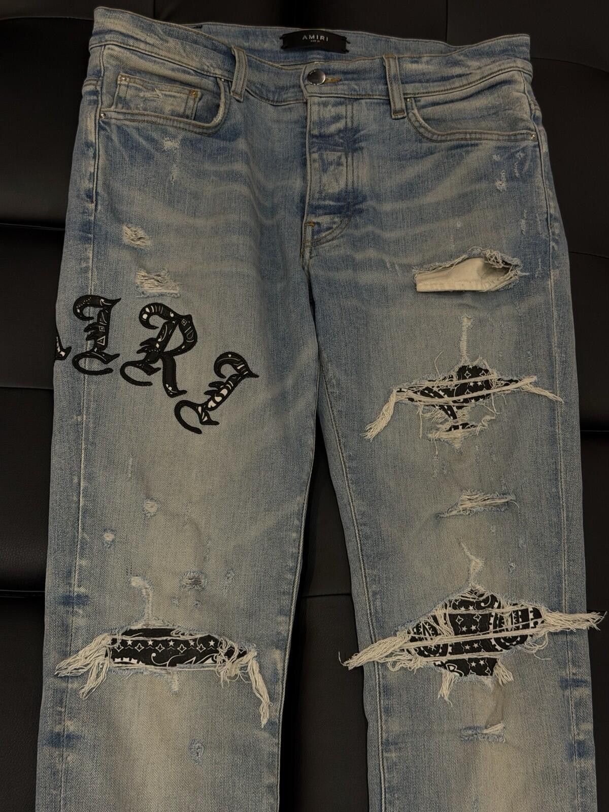 Amiri Size 31 - Amiri Blue Wrap Logo Jeans 100% Authentic Size US 31 - 3 Thumbnail