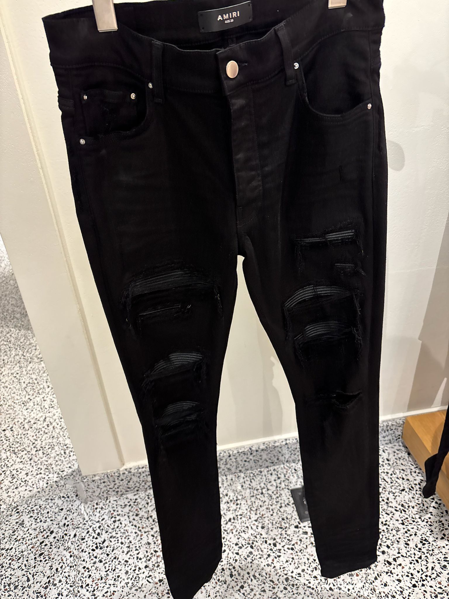 Amiri o1orln1125 Distressed Denim Pants in Black Size US 34 / EU 50 - 1 Thumbnail