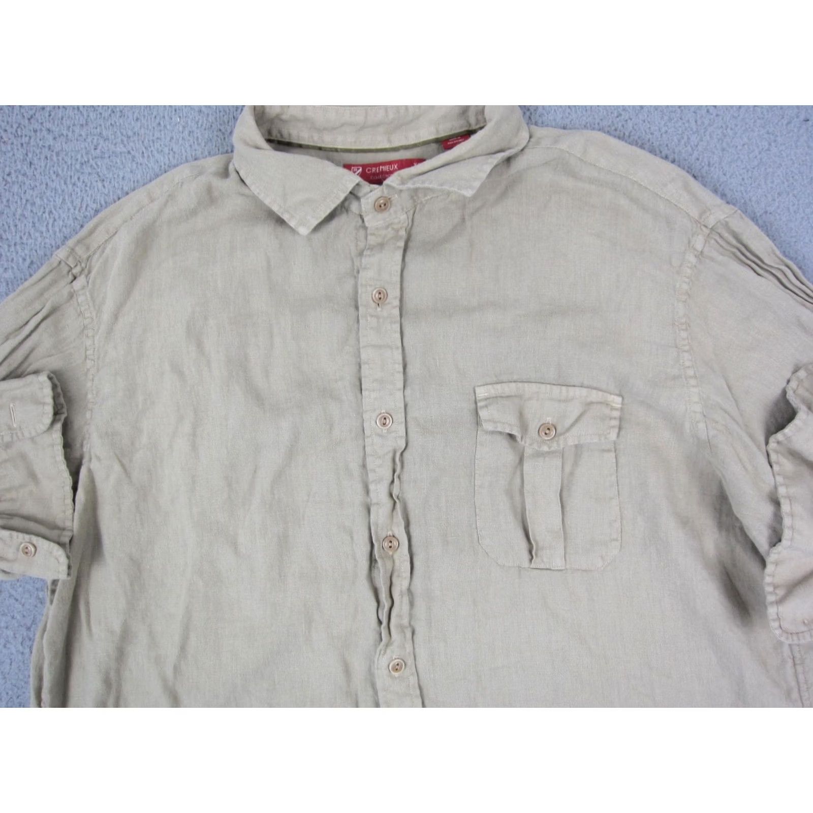 Cremieux Cremieux Brown Button Up Shirt Mens XL Slim Fit Classic 100% Linen Long Sleeve Size US XL / EU 56 / 4 - 2 Thumbnail