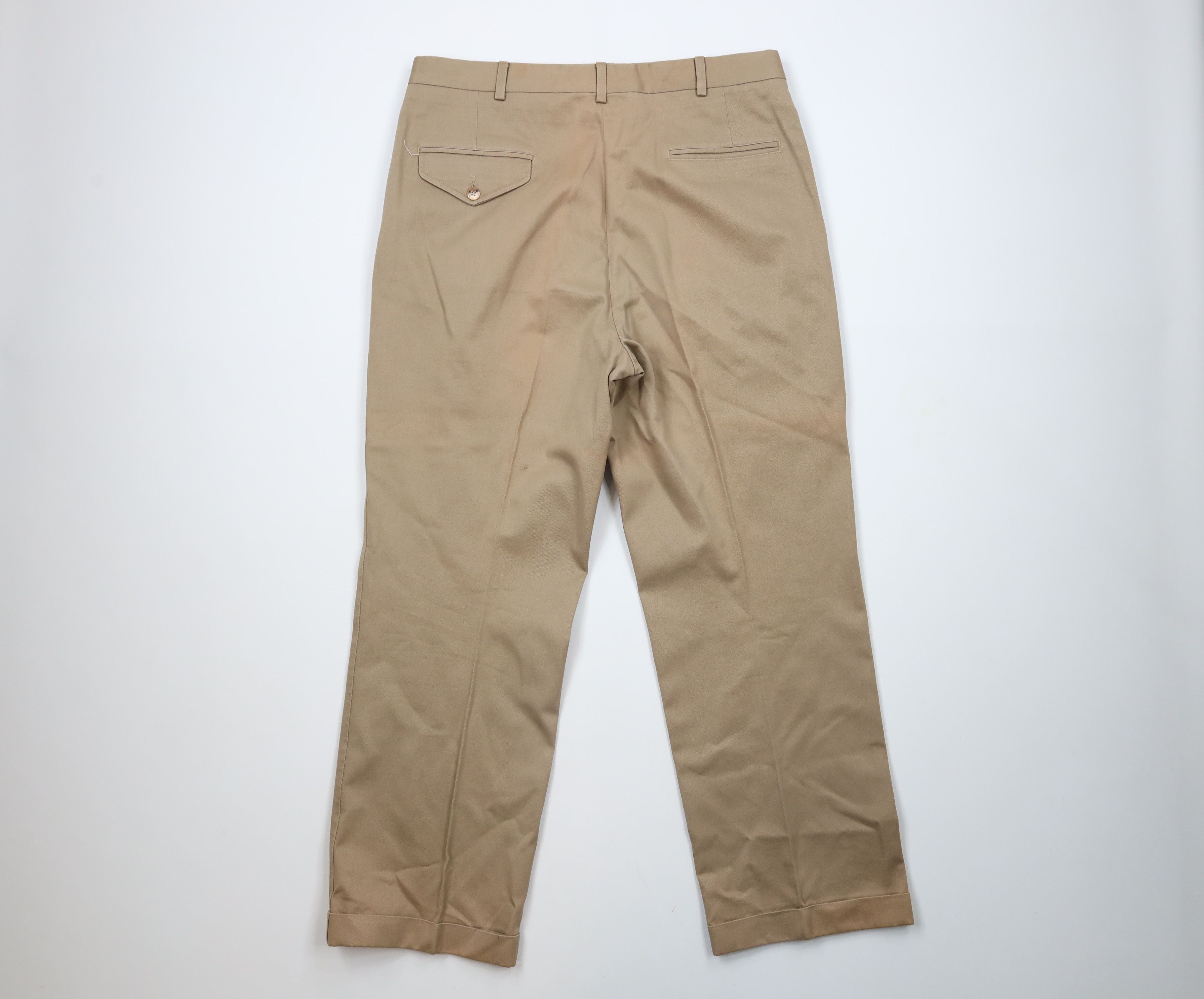 Lands' End × Vintage Vintage 90s Lands End Cotton Pleated Cuffed Chino Pants USA Size US 36 / EU 52 - 7 Thumbnail