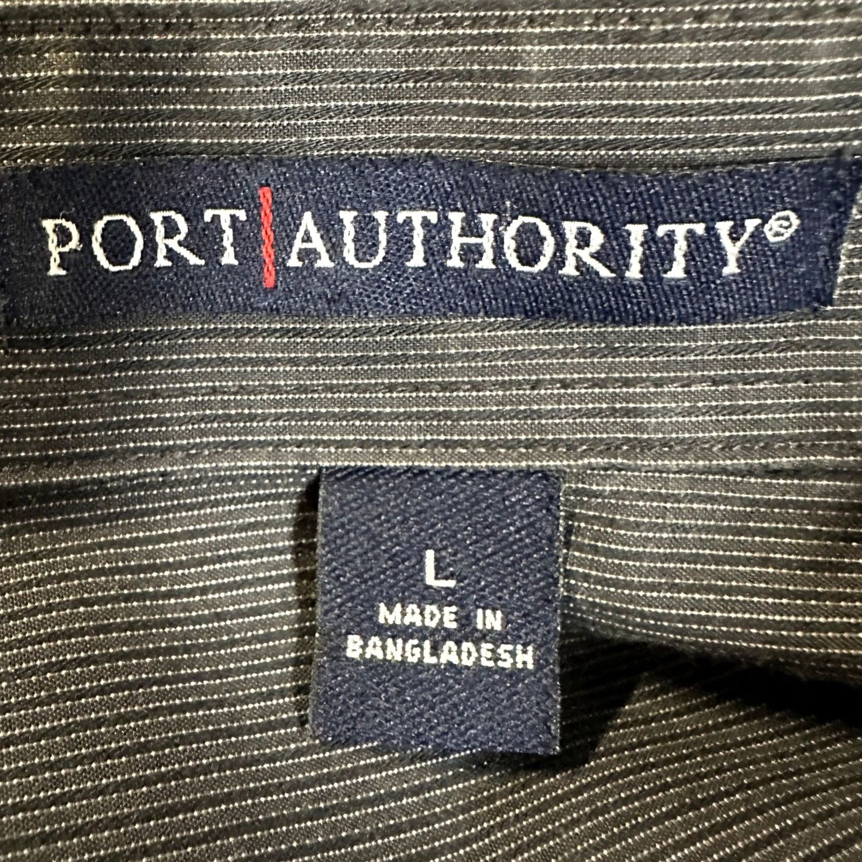 Port Authority Port Authority Shirt Button Down Men Large Gray Stripe Pocket Long Sleeve Casual Size US L / EU 52-54 / 3 - 4 Thumbnail
