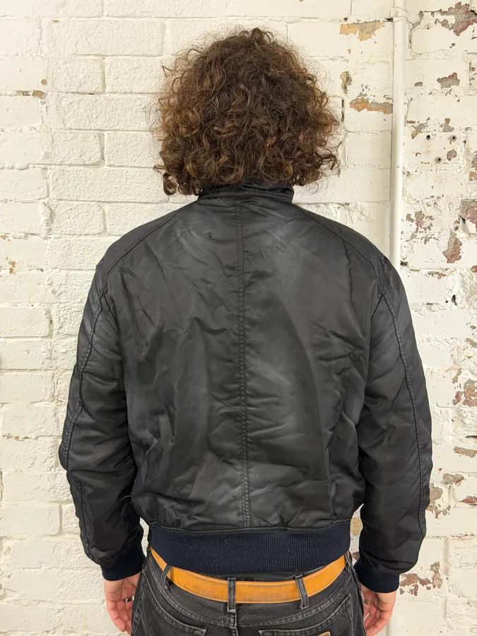 Armani 2000s Armani Aero Black Faded Bomber Jacket Size US M / EU 48-50 / 2 - 3 Thumbnail