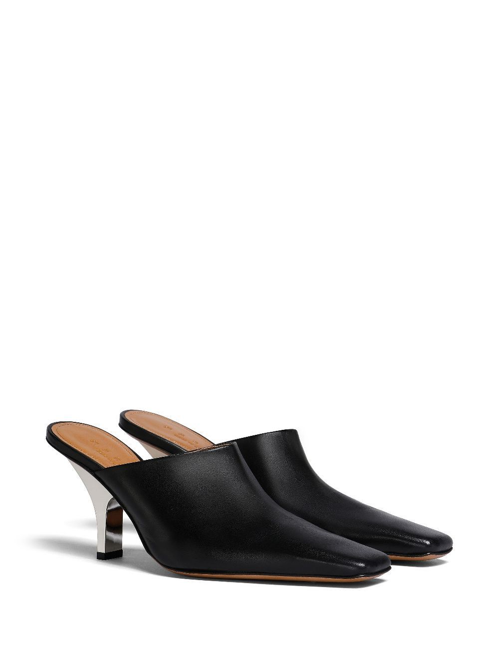 Marni o1w1db10125 Square-Toe Heeled Leather Mules in Black Size US 8 / IT 38 - 2 Thumbnail