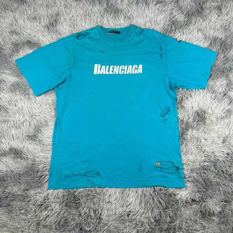 Balenciaga Balenciaga Blue Destruction Short Sleeve 2502-Nextarrow Size US XS / EU 42 / 0 - 1 Thumbnail