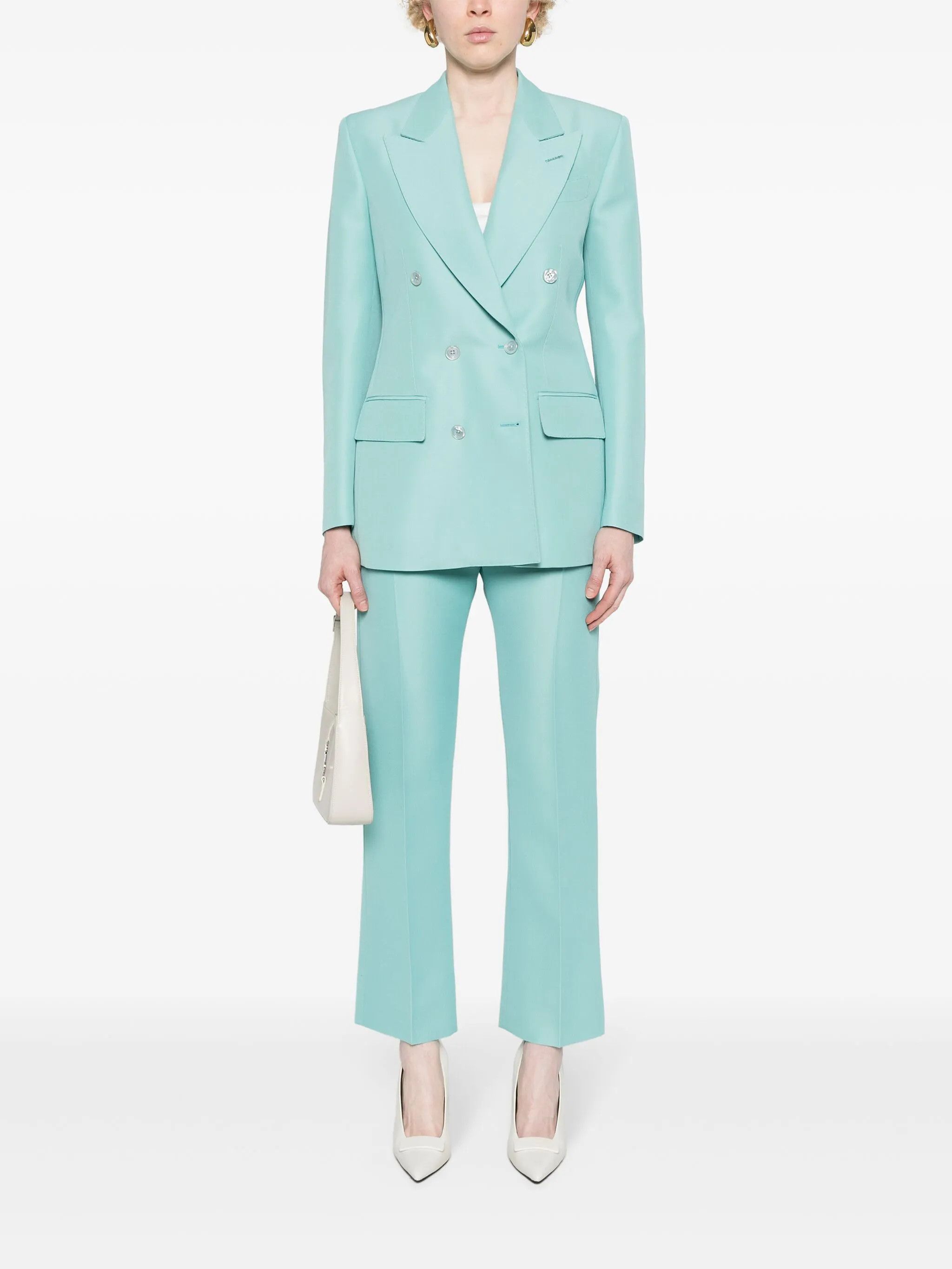 Tom Ford o1w1db10525 GI2971 Double-breasted Jacket in Light Blue Size XL / US 12-14 / IT 48-50 - 2 Thumbnail