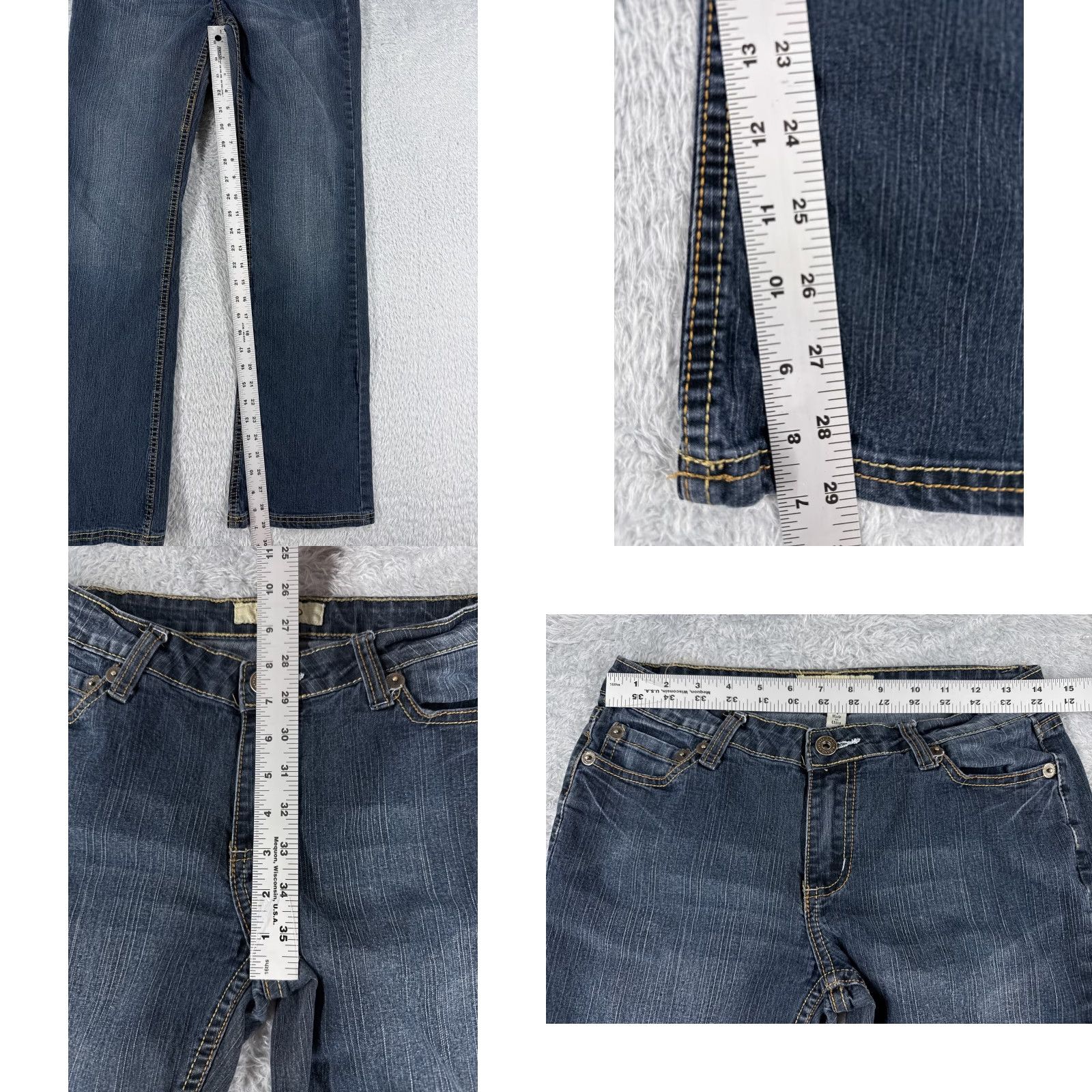 Vintage Vintage Clash Womens Jeans Bootcut Low Rise Blue Denim Embroidered Stretch 28x28 Size 28" / US 6 / IT 42 - 8 Thumbnail