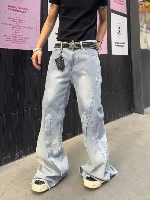 Japanese Brand × Vintage Flared Relaxed Wide Leg Jeans Futuristic Size US 34 / EU 50 - 3 Thumbnail