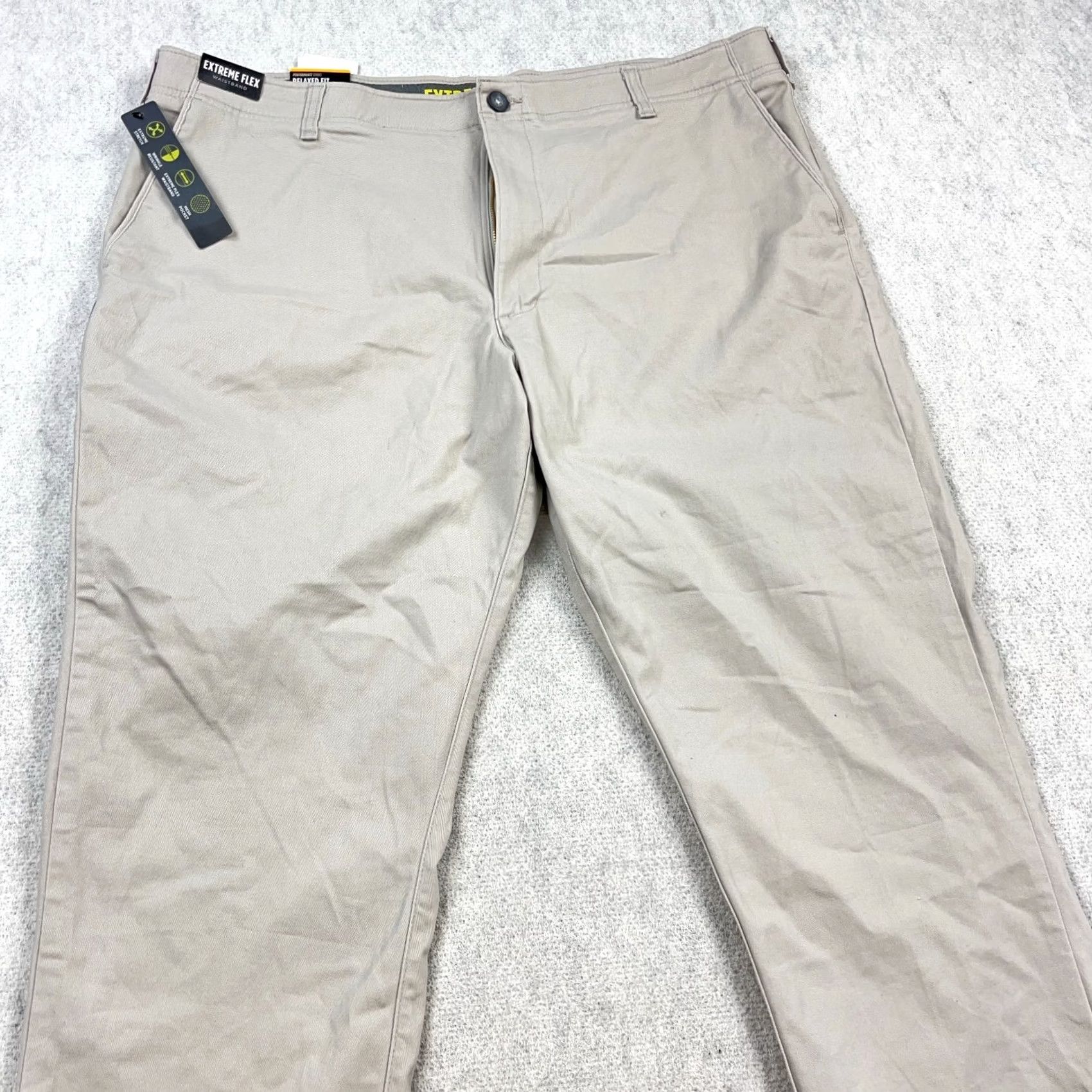Lee Lee Chino Pants Men Relaxed Fit Straight Leg 42x30 Beige Cotton Stretch 5-Pocket Front Flat Front Wide Range of Seasons Mens Size US 42 / EU 58 - 4 Thumbnail
