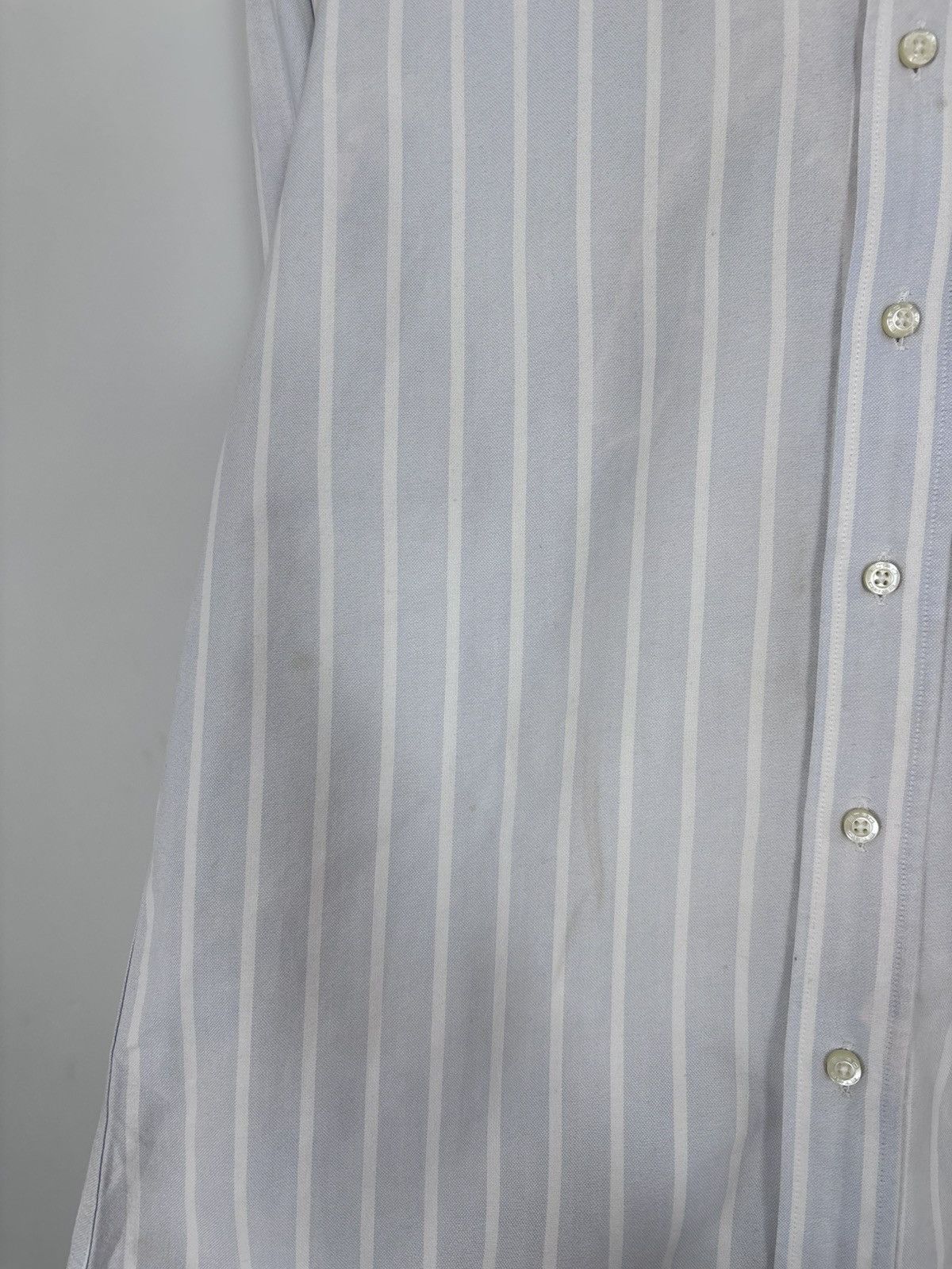 Etro Etro Milano Men’s White/Blue Striped Long Sleeve Shirt Size US L / EU 52-54 / 3 - 4 Thumbnail