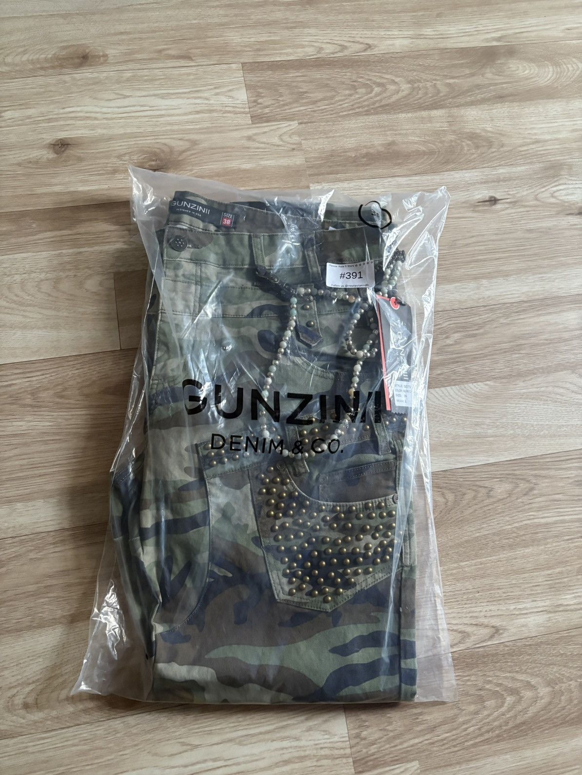 Gunzinii Studded Camo Pants w/ Wallet Chain Size 30 & 38