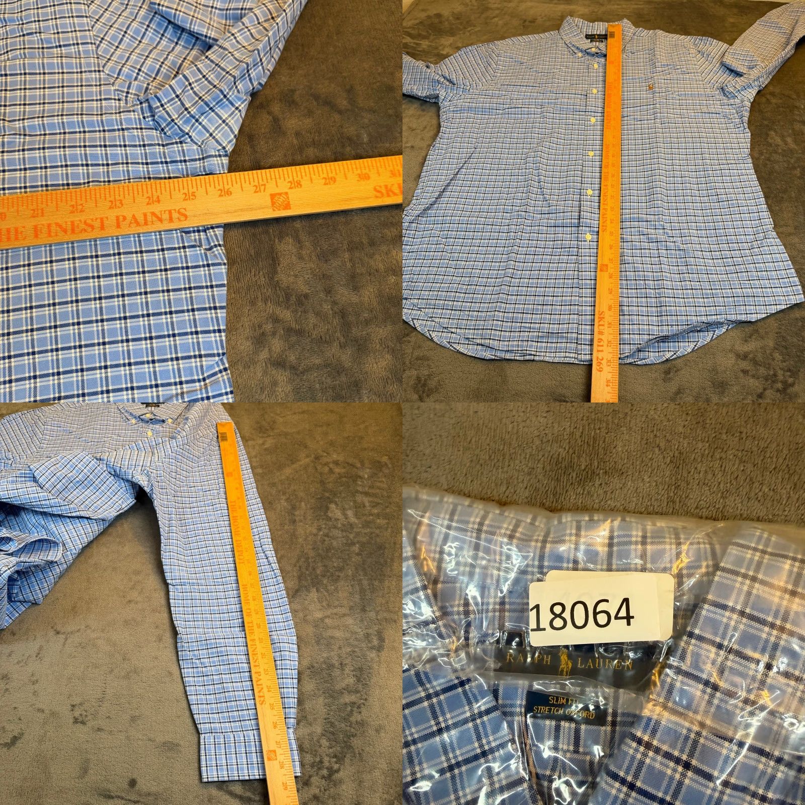 Polo Ralph Lauren Ralph Lauren Button-Down Shirt Mens 2XL Slim Fit Blue White Plaid Oxford Button-Up Collared Classic Casual Business Nautical Preppy Size US XXL / EU 58 / 5 - 8 Thumbnail