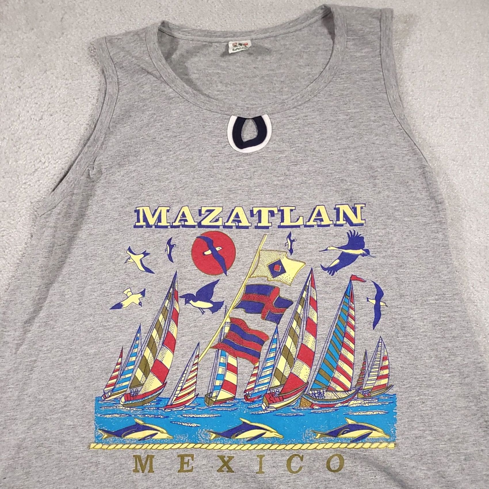 Vintage VINTAGE Mazatlan Dress Womens Large Gray Sleeveless Tank Sailboat Graphic 90s Lalos Shirt Dress Mens? Size L / US 10 / IT 46 - 3 Thumbnail