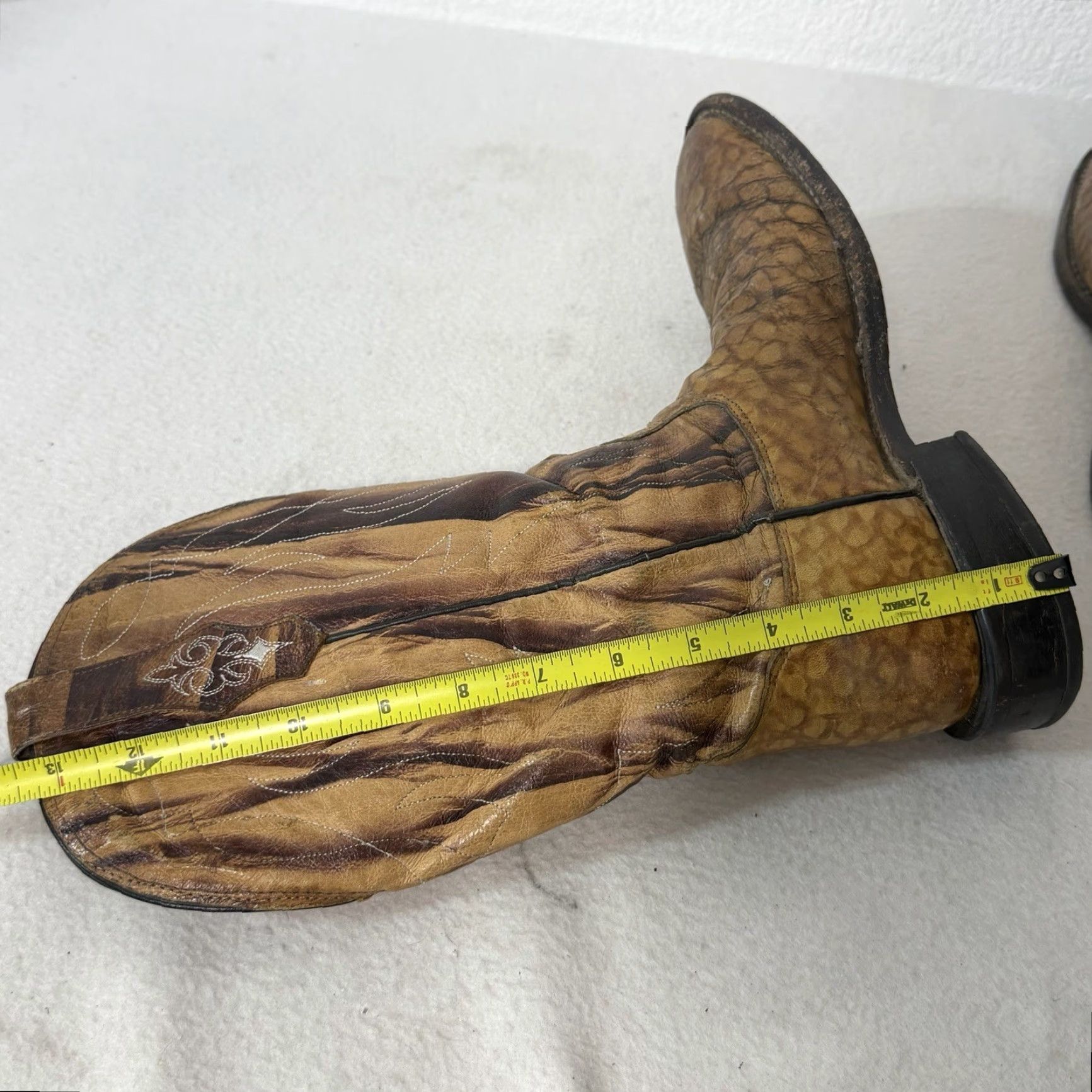 Tony Lama VTG Tony Lama Brown Western Cowboy Boots Men’s 8.5 D Brown Leather Exotic Print Boots Size US 9 / EU 42 - 2 Thumbnail