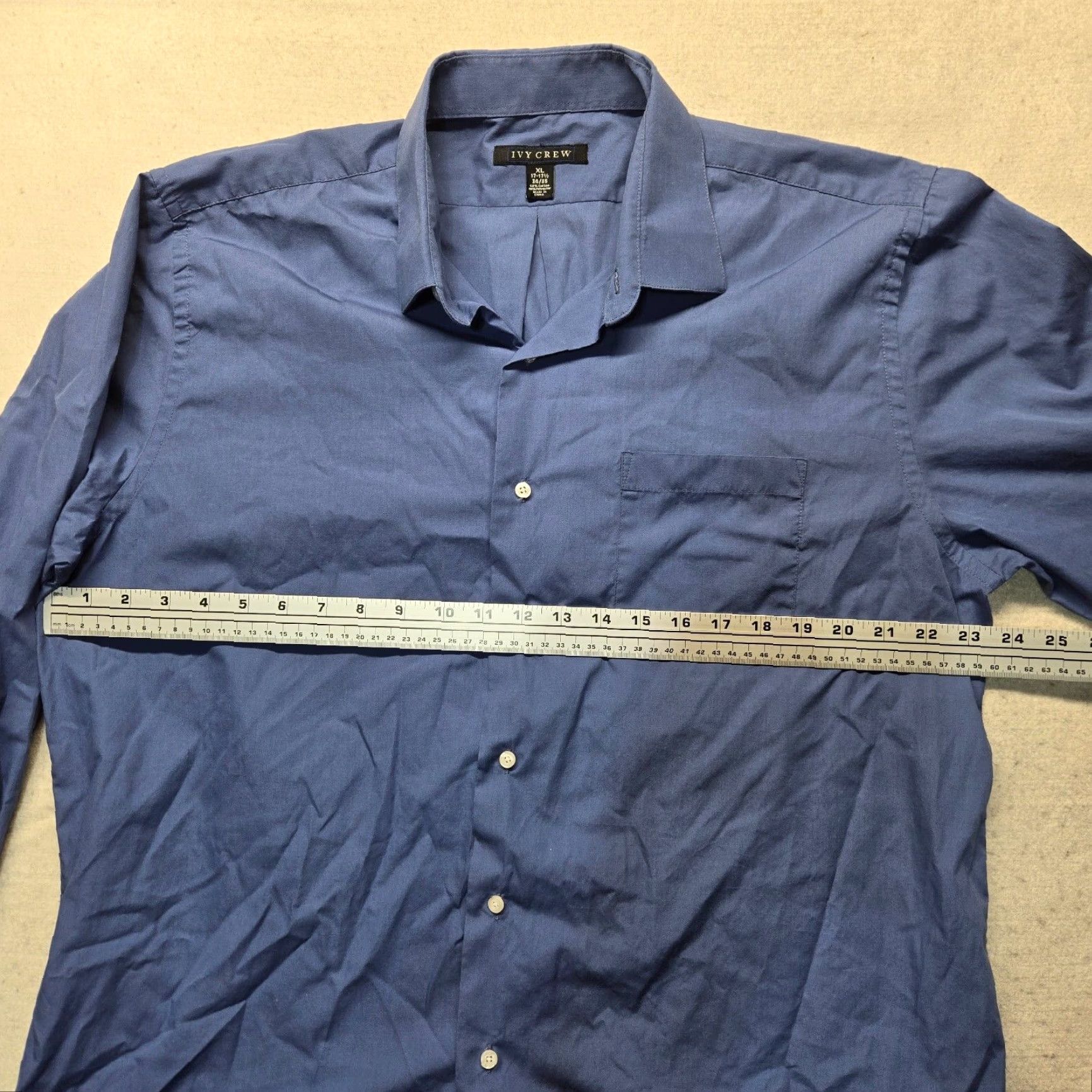 Vintage Ivy Crew Shirt Adult Mens XL Solid Blue Long Sleeve Button-Up Size US XL / EU 56 / 4 - 4 Thumbnail