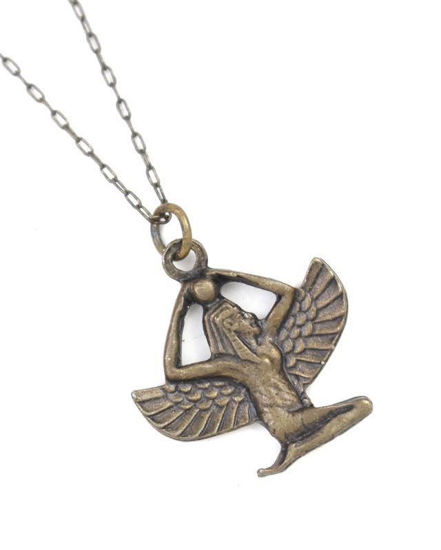 Vintage 1990S JAPANESE MADE EGYPTIAN WINGED BRASS NECKLACE Size ONE SIZE - 3 Thumbnail