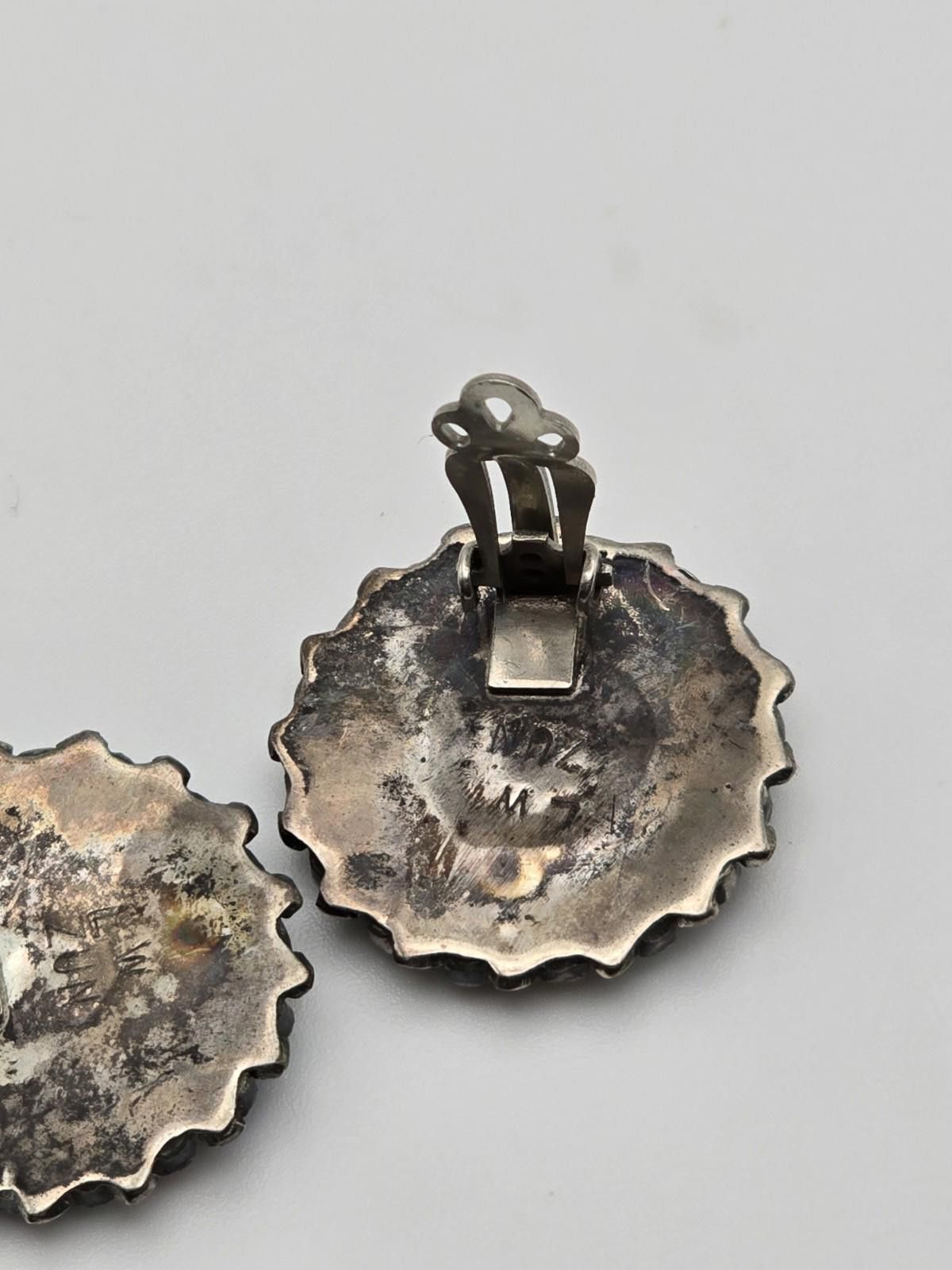 Sterling Silver Vintage Lorraine Waatsa Zuni Sterling Stone Cluster Earrings Size ONE SIZE - 5 Thumbnail