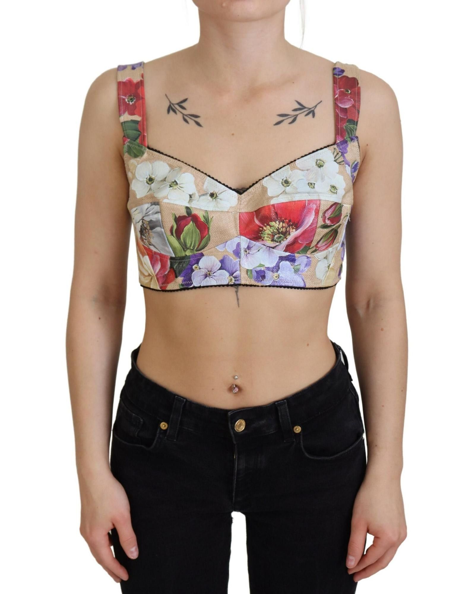 image of Dolce Gabbana Floral Cropped Bustier Corset Top, Women's (Size Small)