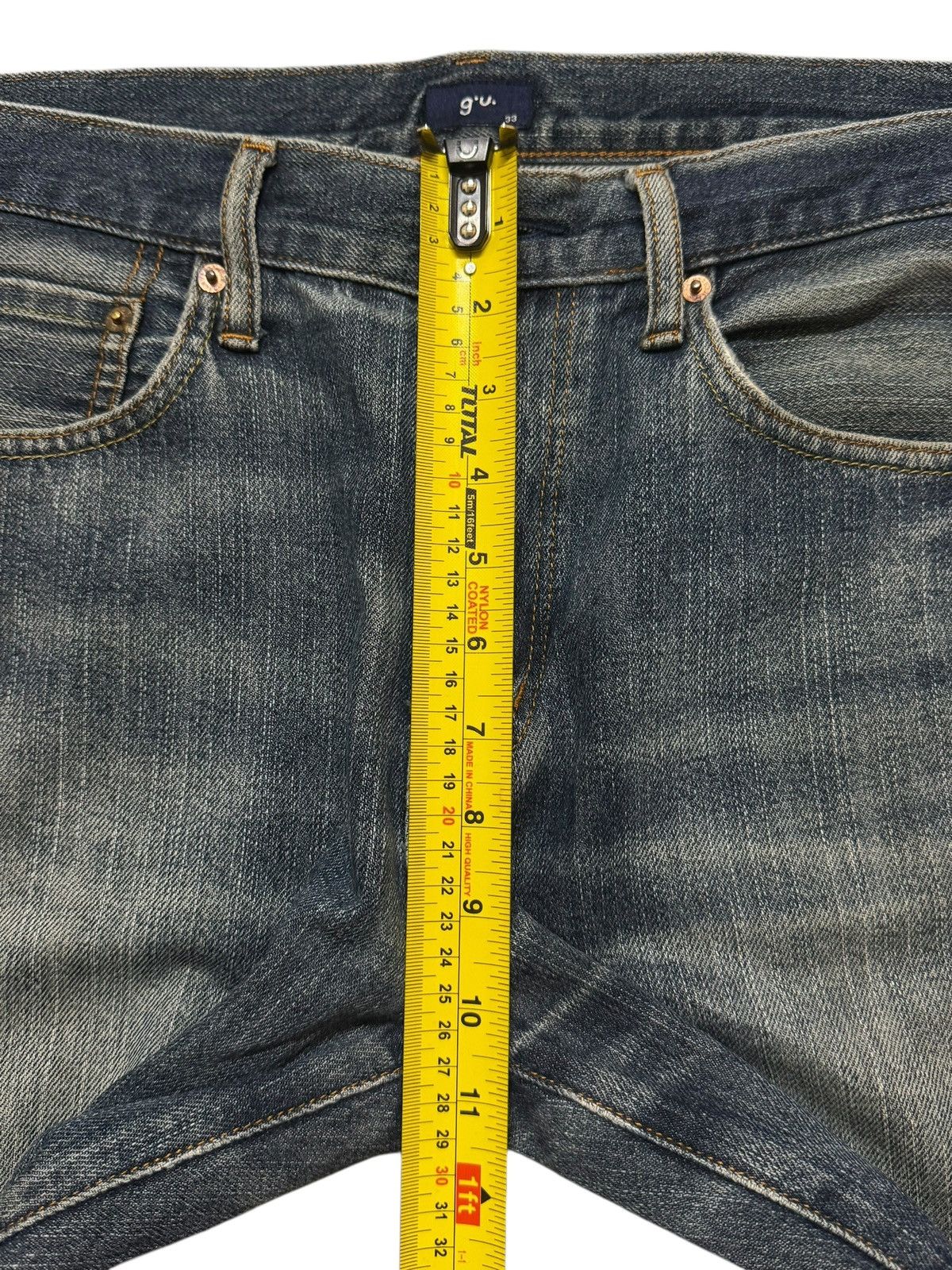 GU Vintage Y2K Japanese GU Faded Wash Distress Wide Leg Loose Size US 33 - 11 Thumbnail