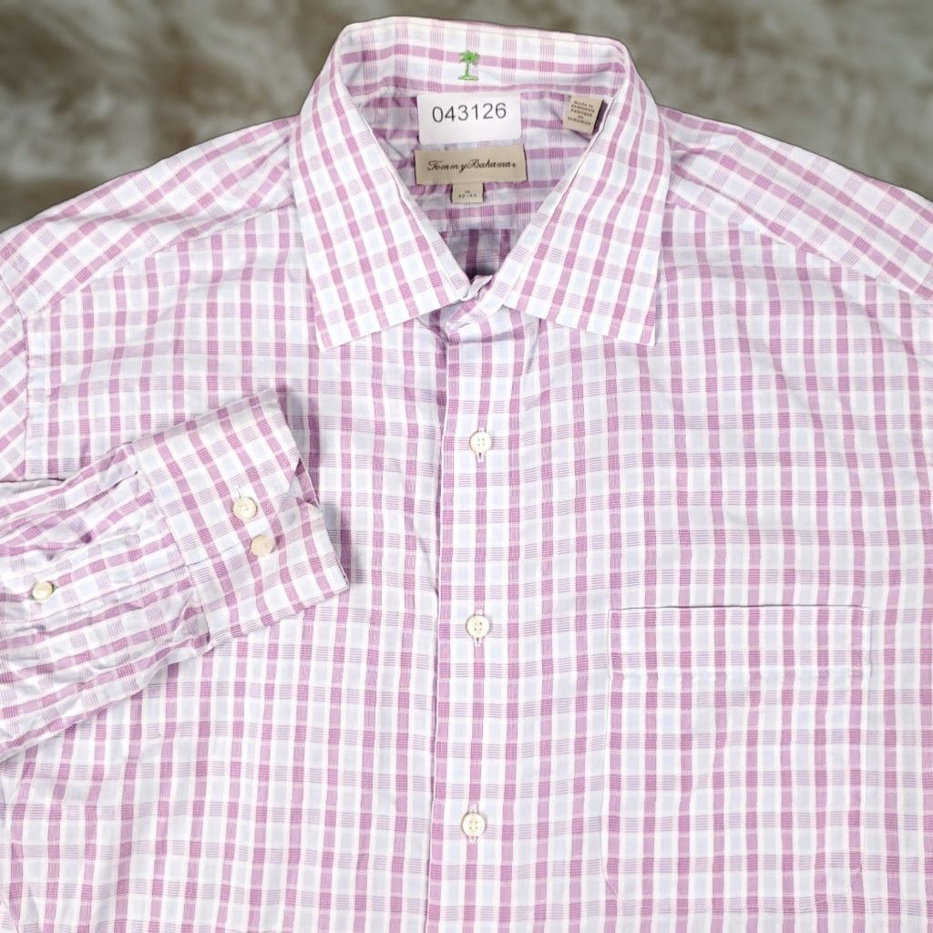 Tommy Bahama Tommy Bahama Dress Shirt Men's 16 Purple Plaid Long Sleeve Button-Up Regular Fit Size 42R - 1 Thumbnail