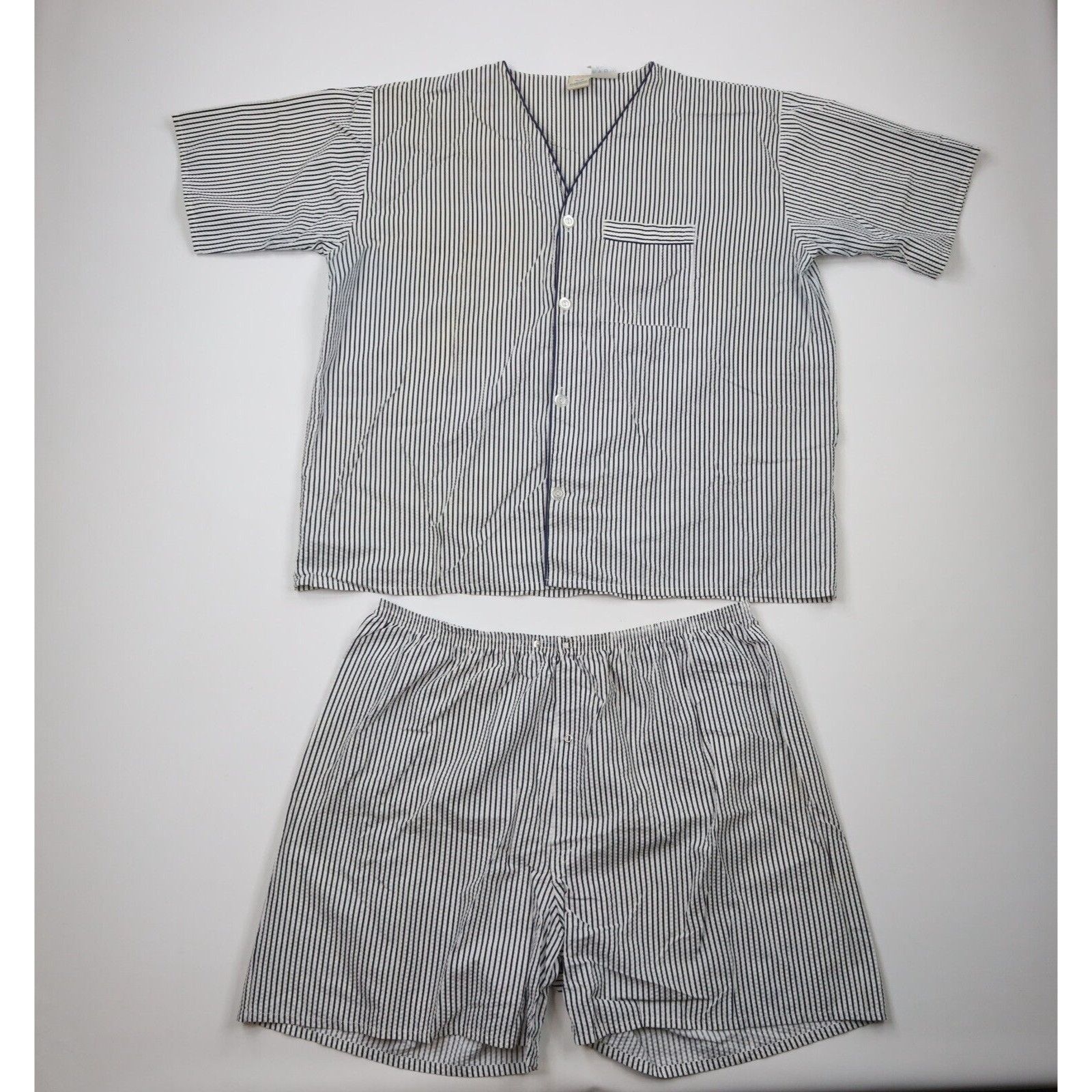 Vintage Vintage 90s Streetwear Pinstriped Seersucker Pajamas Size US XXL / EU 58 / 5 - 1 Thumbnail