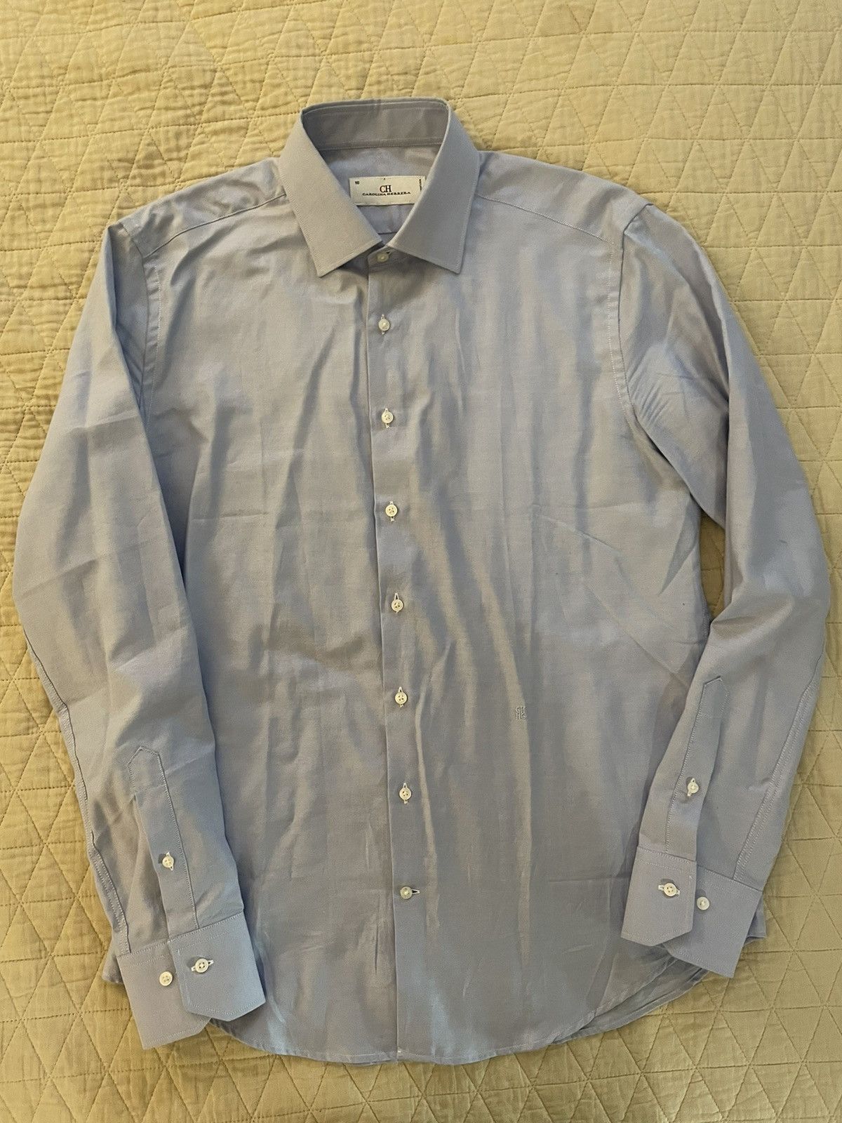 Carolina Herrera Spread Collar Monogram Dress Shirt Size US L / EU 52-54 / 3 - 2 Thumbnail