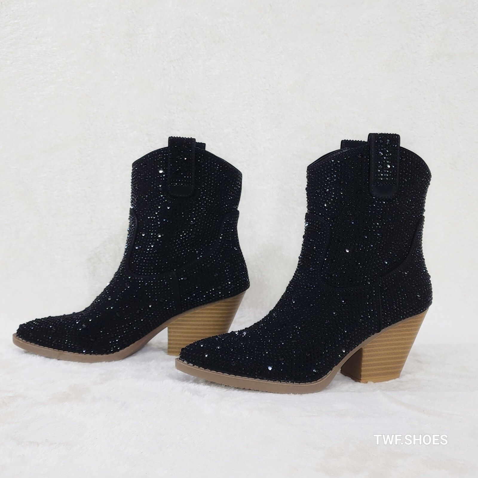 Other Dolly Charcoal Black Rhinestone Glitter Cowgirl Country Glam Size US 8.5 / IT 38.5 - 1 Thumbnail