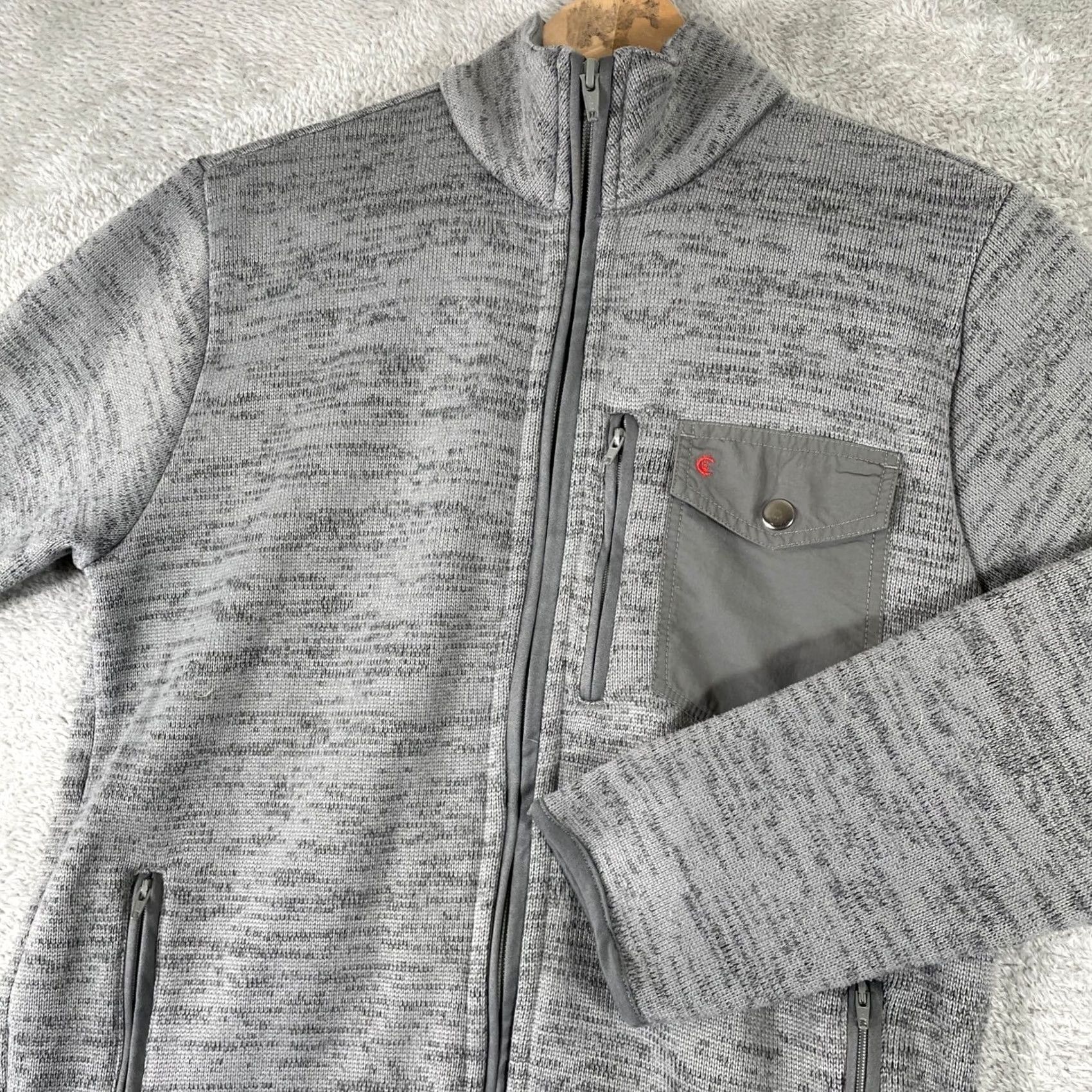 Vintage Criquet Jacket Mens Small Gray Full Zip Mock Neck Chest Pocket Fleece Quilted Stand-Up Collar Zip Snaps Logo Pocket Size US S / EU 44-46 / 1 - 4 Thumbnail