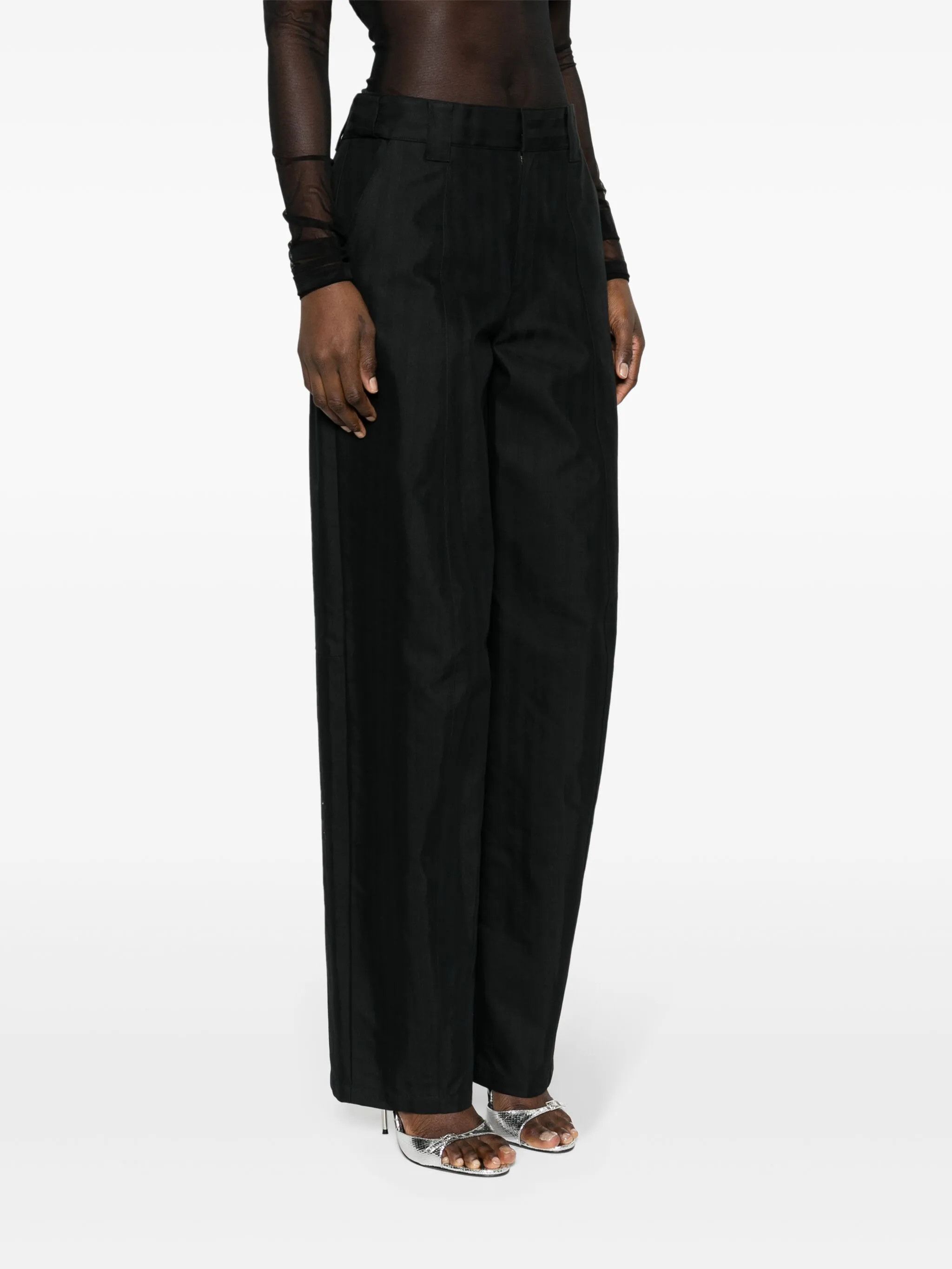 Alexander Wang o1s22i1n0225 Wide Leg Chevron Patterned Pant in Black Size 30" / US 8 / IT 44 - 3 Thumbnail