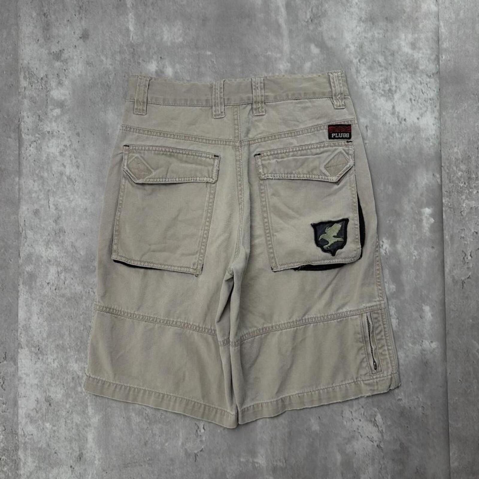 Other Y2K Beige Plugg Grunge Baggy Skater Shorts Size 24" / US 00 / IT 34 - 1 Thumbnail