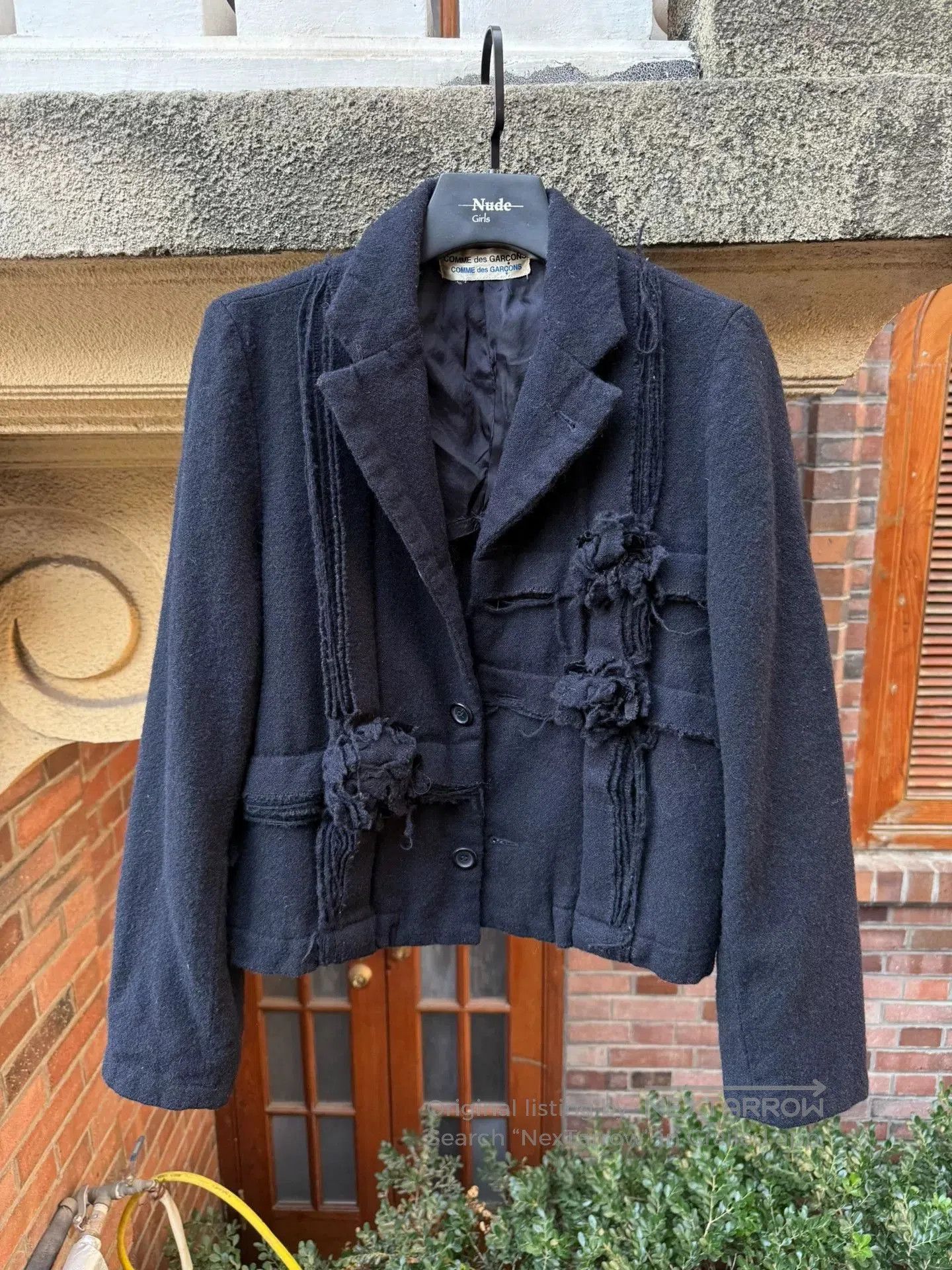 comme des garcons flower pattern wool jacket.