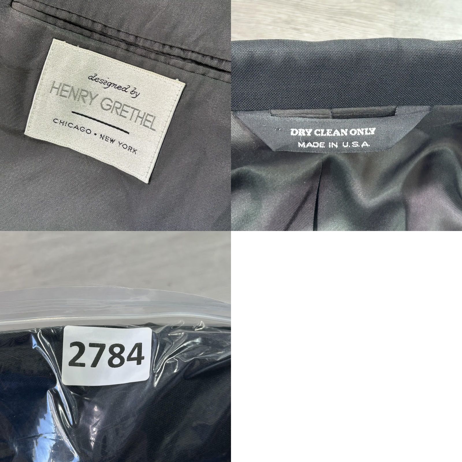 Doublet VINTAGE Henry Grethel Blazer Mens 44 Black Double Breasted Sport Coat Jacket USA Size 44R - 8 Thumbnail