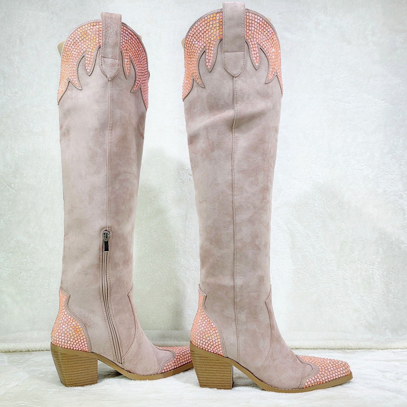 Other Primal Country Western Sexy Dusty Pink OTK Thigh Boots With Size US 8.5 / IT 38.5 - 3 Thumbnail