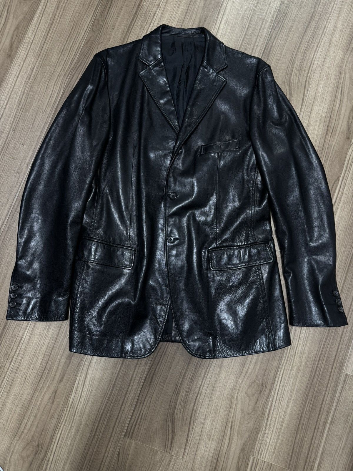 Jil Sander Jil Sander Leather Blazer (Raf Simons Era) Size US L / EU 52-54 / 3 - 1 Thumbnail